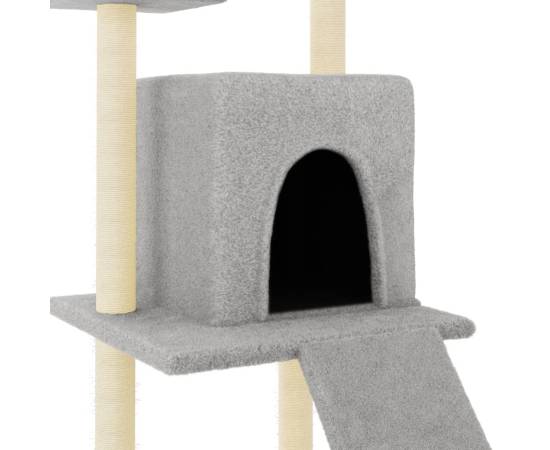 Ansamblu pisici, stâlpi din funie sisal, gri deschis, 110 cm, 6 image