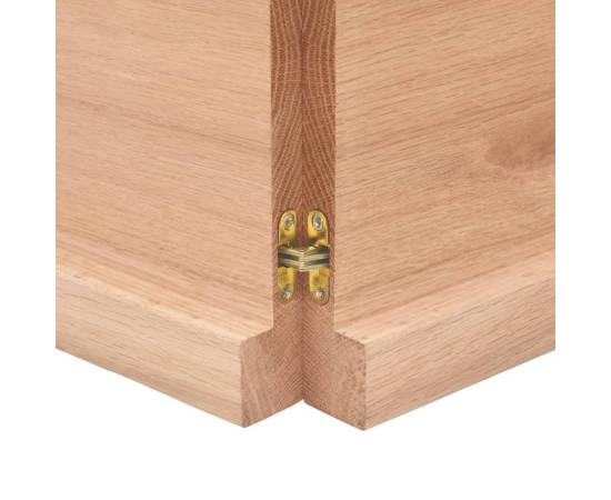 Blat masă, maro, 200x40x4 cm, lemn stejar tratat contur natural, 3 image