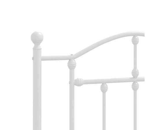 Cadru de pat din metal cu tăblie, alb, 107x203 cm, 8 image