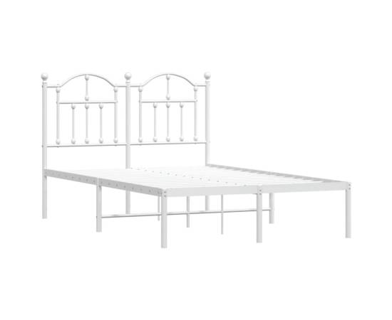 Cadru de pat metalic cu tăblie, alb, 120x190 cm, 4 image