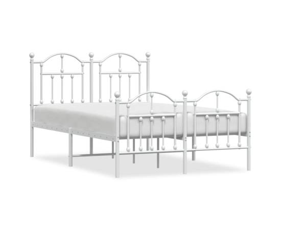 Cadru de pat metalic cu tăblie, alb, 120x190 cm, 2 image