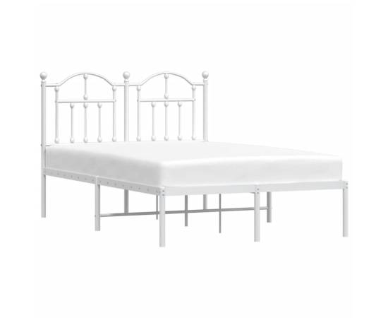 Cadru de pat metalic cu tăblie, alb, 120x200 cm, 3 image