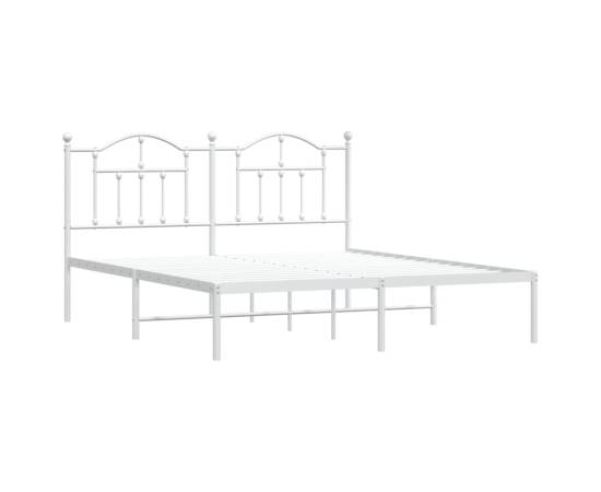 Cadru de pat metalic cu tăblie, alb, 183x213 cm, 4 image