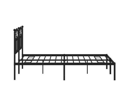 Cadru de pat metalic cu tăblie, negru, 135x190 cm, 6 image