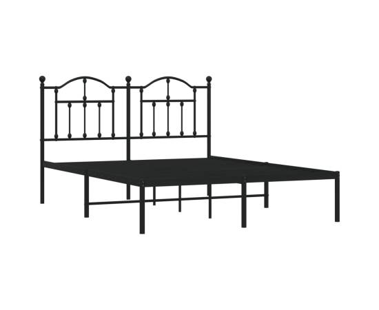 Cadru de pat metalic cu tăblie, negru, 135x190 cm, 4 image