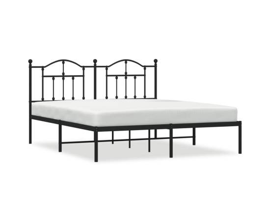 Cadru de pat metalic cu tăblie, negru, 180x200 cm, 2 image