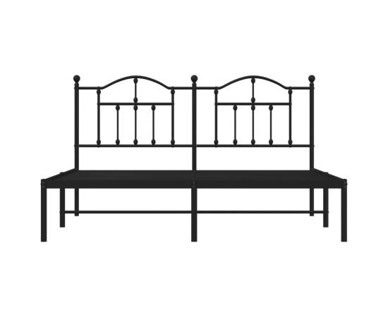 Cadru de pat metalic cu tăblie, negru, 183x213 cm, 5 image
