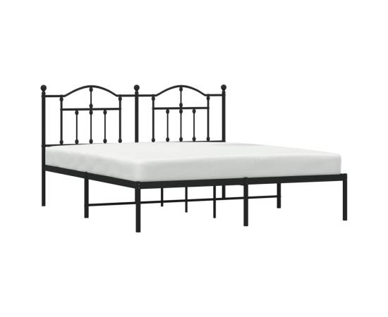 Cadru de pat metalic cu tăblie, negru, 183x213 cm, 3 image