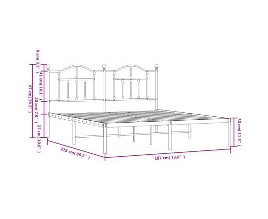 Cadru de pat metalic cu tăblie, negru, 183x213 cm, 9 image