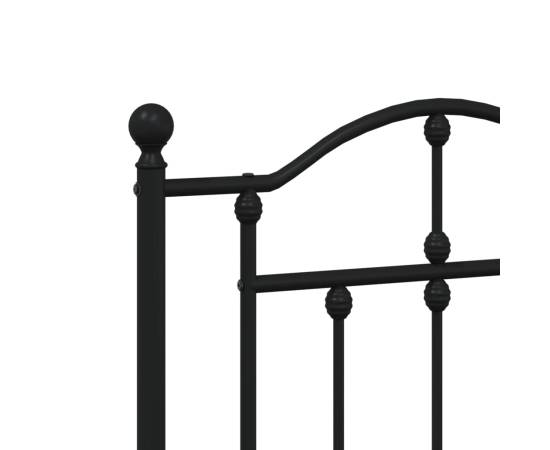 Cadru de pat metalic cu tăblie, negru, 193x203 cm, 8 image