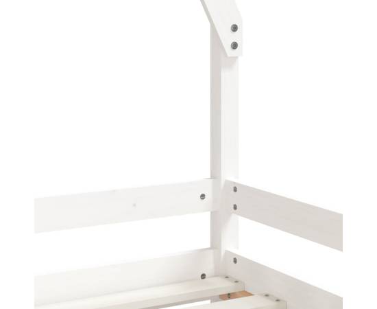Cadru de pat pentru copii, alb, 70x140 cm, lemn masiv de pin, 7 image
