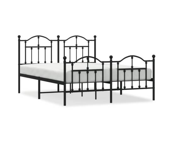 Cadru pat metalic cu tăblie de cap/picioare, negru, 140x200 cm, 2 image