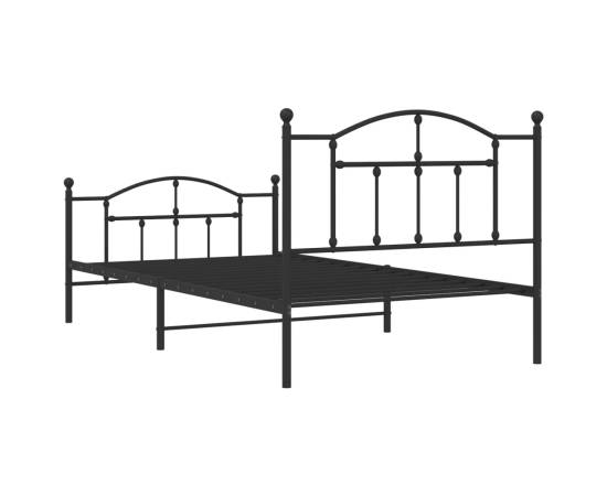 Cadru pat metalic cu tăblii de cap/picioare, negru, 100x200 cm, 7 image