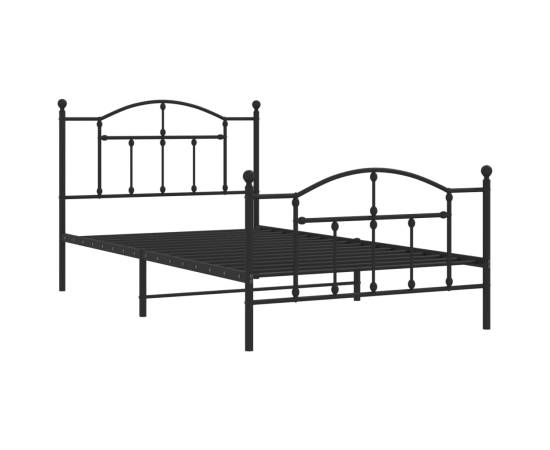 Cadru pat metalic cu tăblii de cap/picioare, negru, 107x203 cm, 4 image
