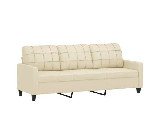 Canapea cu 3 locuri, crem, 180 cm, piele ecologică, 2 image