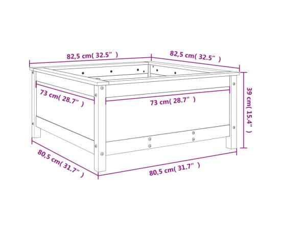 Jardinieră de grădină, 82,5x82,5x39 cm, lemn masiv de pin, 9 image