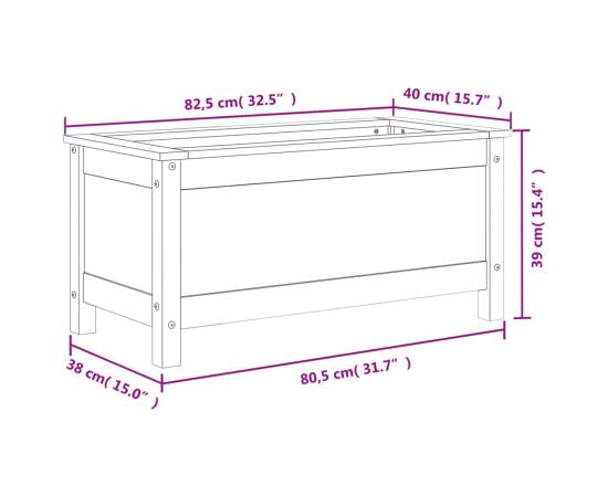 Jardinieră de grădină, alb, 82,5x40x39 cm, lemn masiv de pin, 9 image