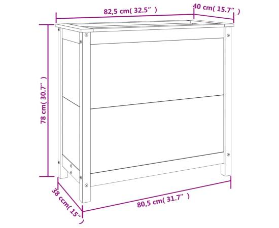 Jardinieră de grădină, alb, 82,5x40x78 cm, lemn masiv de pin, 9 image
