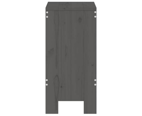 Taburete de bar, 2 buc., gri, 40x36x75 cm, lemn masiv de pin, 5 image