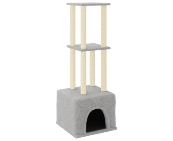 Ansamblu pisici, stâlpi din funie sisal, gri deschis, 133,5 cm, 2 image