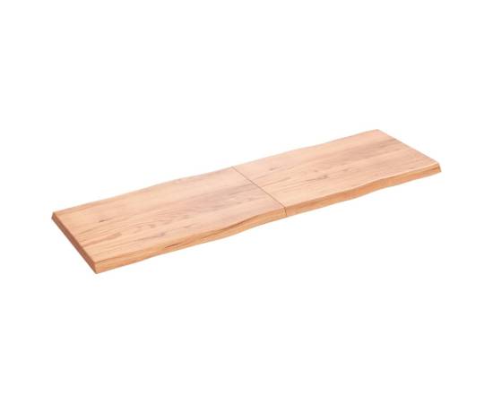 Blat masă, maro, 200x60x6 cm, lemn stejar tratat contur natural