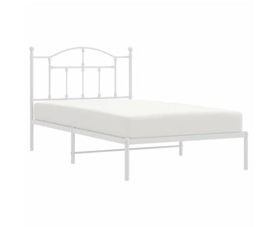 Cadru de pat metalic cu tăblie, alb, 100x190 cm, 3 image