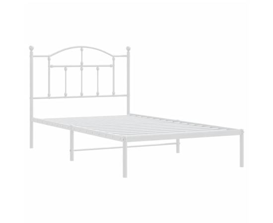 Cadru de pat metalic cu tăblie, alb, 100x190 cm, 4 image