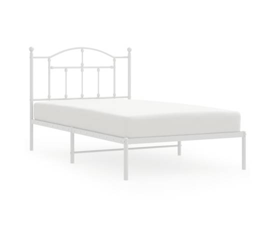 Cadru de pat metalic cu tăblie, alb, 100x190 cm, 2 image
