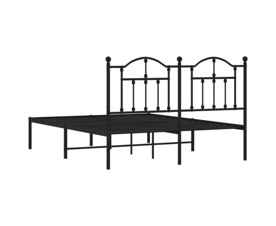 Cadru de pat metalic cu tăblie, negru, 140x200 cm, 7 image