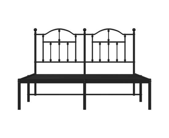 Cadru de pat metalic cu tăblie, negru, 140x200 cm, 5 image