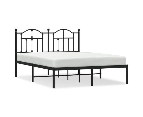 Cadru de pat metalic cu tăblie, negru, 140x200 cm, 2 image