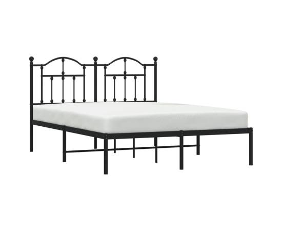 Cadru de pat metalic cu tăblie, negru, 140x200 cm, 3 image