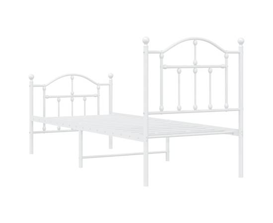 Cadru de pat metalic cu tăblie de cap/picioare, alb, 75x190 cm, 7 image
