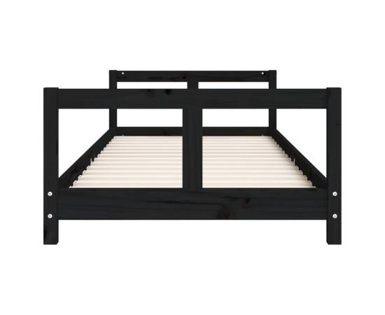 Cadru de pat pentru copii, negru, 80x200 cm, lemn masiv de pin, 4 image