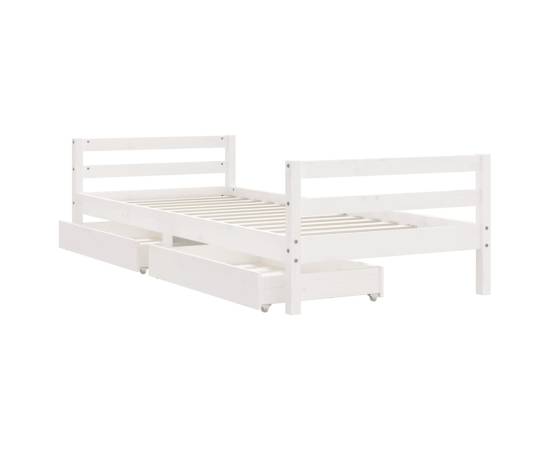 Cadru pat copii cu sertare, alb, 80x200 cm, lemn masiv de pin, 4 image