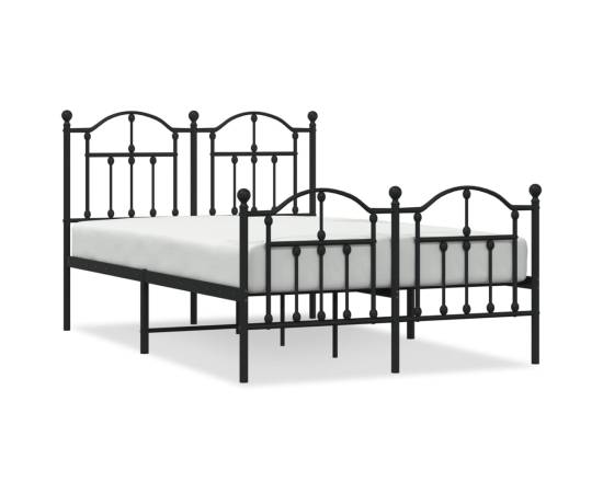Cadru pat metalic cu tăblie de cap/picioare, negru, 120x190 cm, 2 image