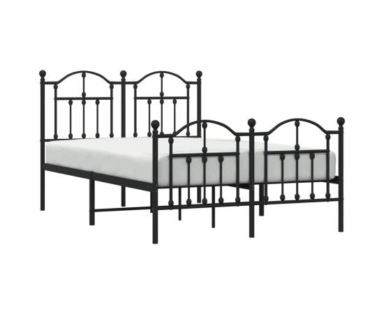 Cadru pat metalic cu tăblie de cap/picioare, negru, 120x190 cm, 3 image