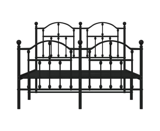 Cadru pat metalic cu tăblie de cap/picioare, negru, 120x190 cm, 5 image