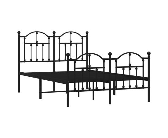 Cadru pat metalic cu tăblie de cap/picioare, negru, 120x190 cm, 4 image