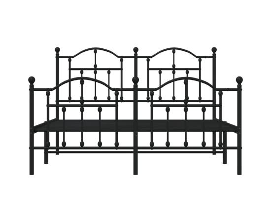 Cadru pat metalic cu tăblie de cap/picioare, negru, 135x190 cm, 5 image