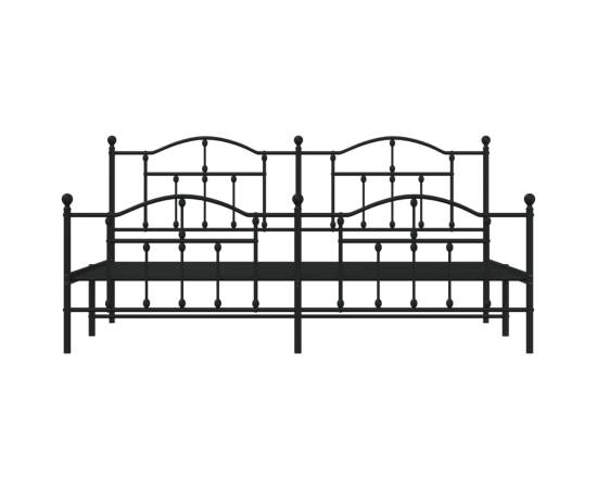 Cadru pat metalic cu tăblii de cap/picioare, negru, 193x203 cm, 5 image
