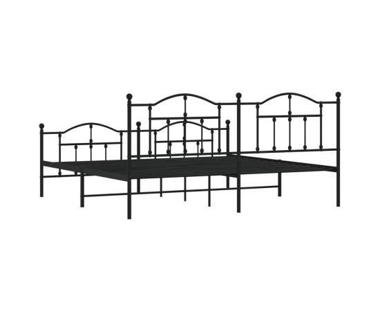 Cadru pat metalic cu tăblii de cap/picioare, negru, 193x203 cm, 7 image