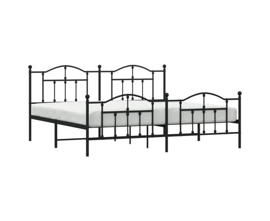 Cadru pat metalic cu tăblii de cap/picioare, negru, 193x203 cm, 3 image