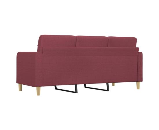 Canapea cu 3 locuri, roșu vin, 180 cm, material textil, 5 image