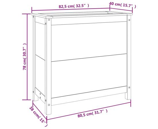 Jardinieră de grădină, gri, 82,5x40x78 cm, lemn masiv de pin, 9 image