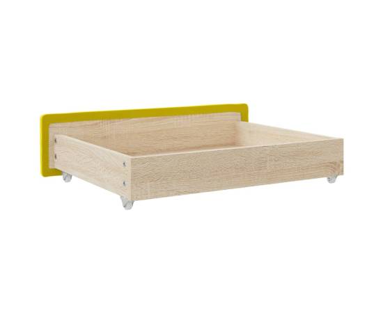 Sertare de pat 2 buc, galben, lemn prelucrat și catifea, 6 image