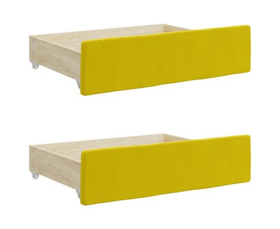 Sertare de pat 2 buc, galben, lemn prelucrat și catifea, 2 image
