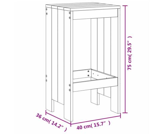 Taburete de bar 2 buc. maro miere 40x36x75 cm lemn masiv de pin, 9 image