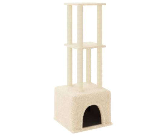 Ansamblu de pisici cu stâlpi din funie de sisal, crem, 133,5 cm, 2 image