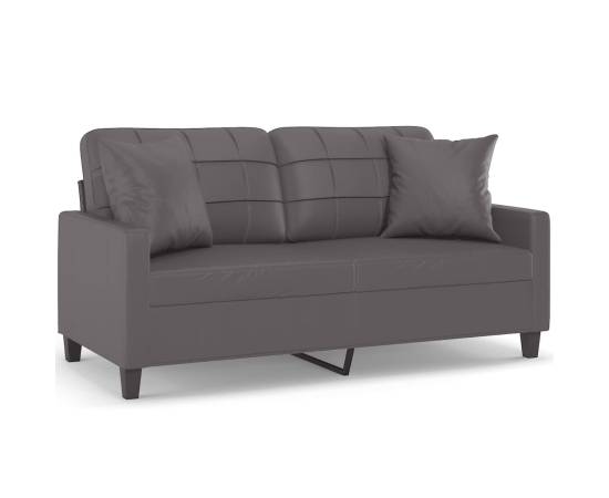 Canapea cu 2 locuri cu pernuțe, gri, 140 cm, piele ecologică, 2 image